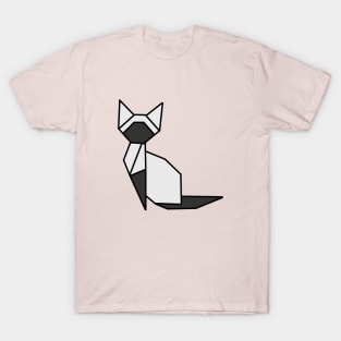 Origami Cat Gray and White T-Shirt